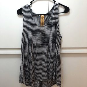 Blue and white knit tank